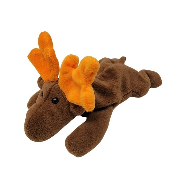 Ty Beanie Babies Chocolate the Moose Beanbag Stuffed Plush Animal 9" Brown - Picture 1 of 5